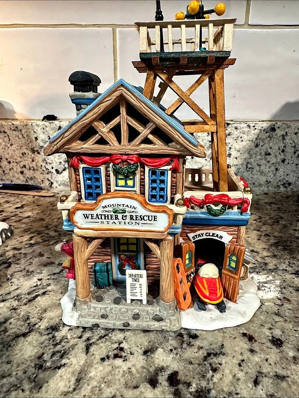Lemax Mountain Weather & Rescue Station Mountain Decor